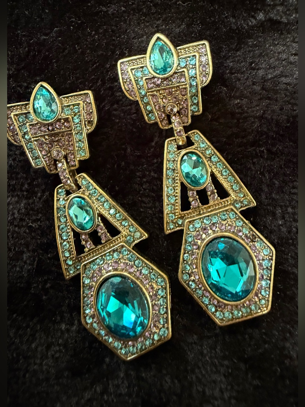 Heidi Daus "Daily Double" Art Deco Inspired Crystal Drop Earrings.
